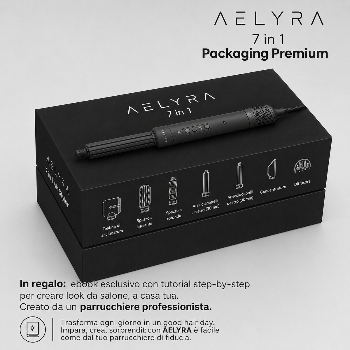 AELYRA 7-in-1 · Nero Opaco